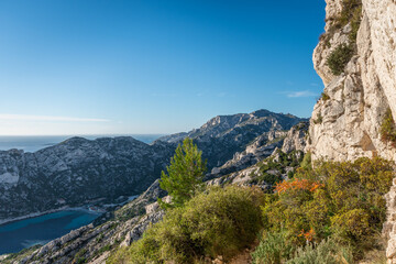 View overlooking the  creek of Sormiou from he creeks of Marseille