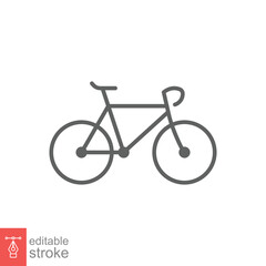 Fototapeta premium Bicycle icon. Simple outline style. Bike, race, transportation concept. Thin line vector illustration isolated on white background. Editable stroke EPS 10.