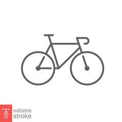 Bicycle icon. Simple outline style. Bike, race, transportation concept. Thin line vector illustration isolated on white background. Editable stroke EPS 10.