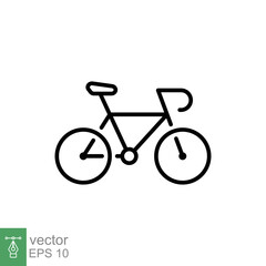 Obraz premium Bicycle icon. Simple outline style. Bike, race, transportation concept. Thin line vector illustration isolated on white background. EPS 10.