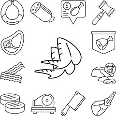 Chicken, wings icon in a collection with other items