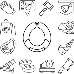 Sausage, meat icon in a collection with other items