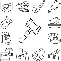 Tenderizer, tool icon in a collection with other items