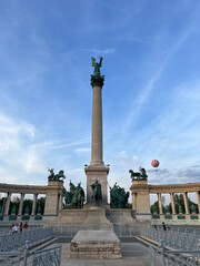 Fototapeta na wymiar Millennium Monument against cloudy sky. Budapest, Hungary