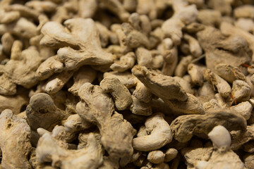 Close shot of dried ginger 