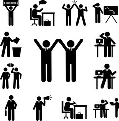 Businessman happy group icon in a collection with other items