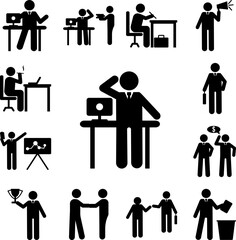 Businessman workplace work icon in a collection with other items