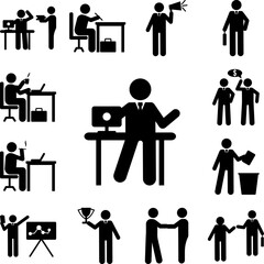 Businessman office work icon in a collection with other items