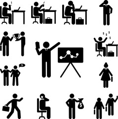 Businessman book training explain icon in a collection with other items