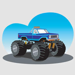 Obraz premium Bigfoot blue car is strong 