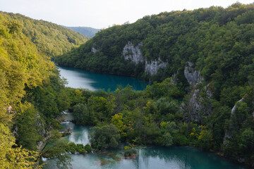 Fototapeta na wymiar view of the one of the lakes in National Park Plitvice lakes 