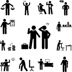 Businessmen thinking advise icon in a collection with other items