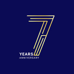 7 Year Anniversary Logo, Red Color, Vector Template Design element for birthday, invitation, wedding, jubilee and greeting card illustration.