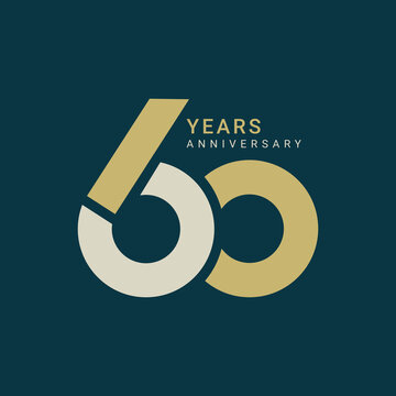 60 Year Anniversary Logo, Vector Template Design element for birthday, invitation, wedding, jubilee and greeting card illustration.