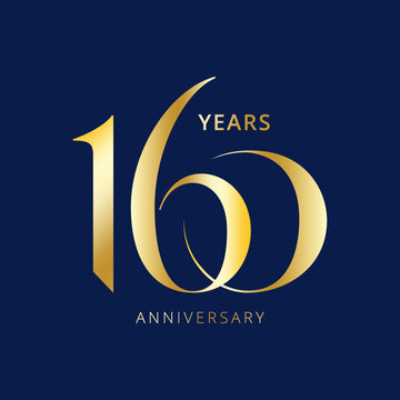 160 Year Anniversary Logo, Golden Color, Vector Template Design element for birthday, invitation, wedding, jubilee and greeting card illustration.