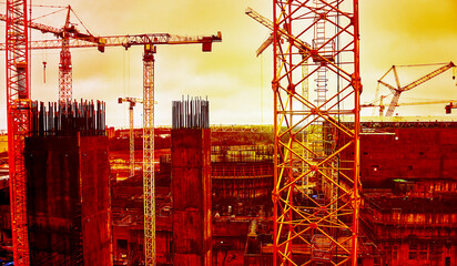 Cooling tower of an environmentally friendly nuclear power plant under construction