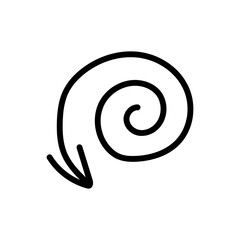 Hand drawn curved arrow. Rotate Sign. Vector. Doodle.
