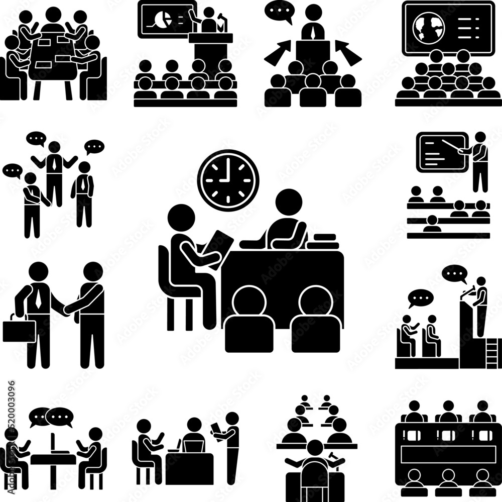 Poster table clock training icon in a collection with other items