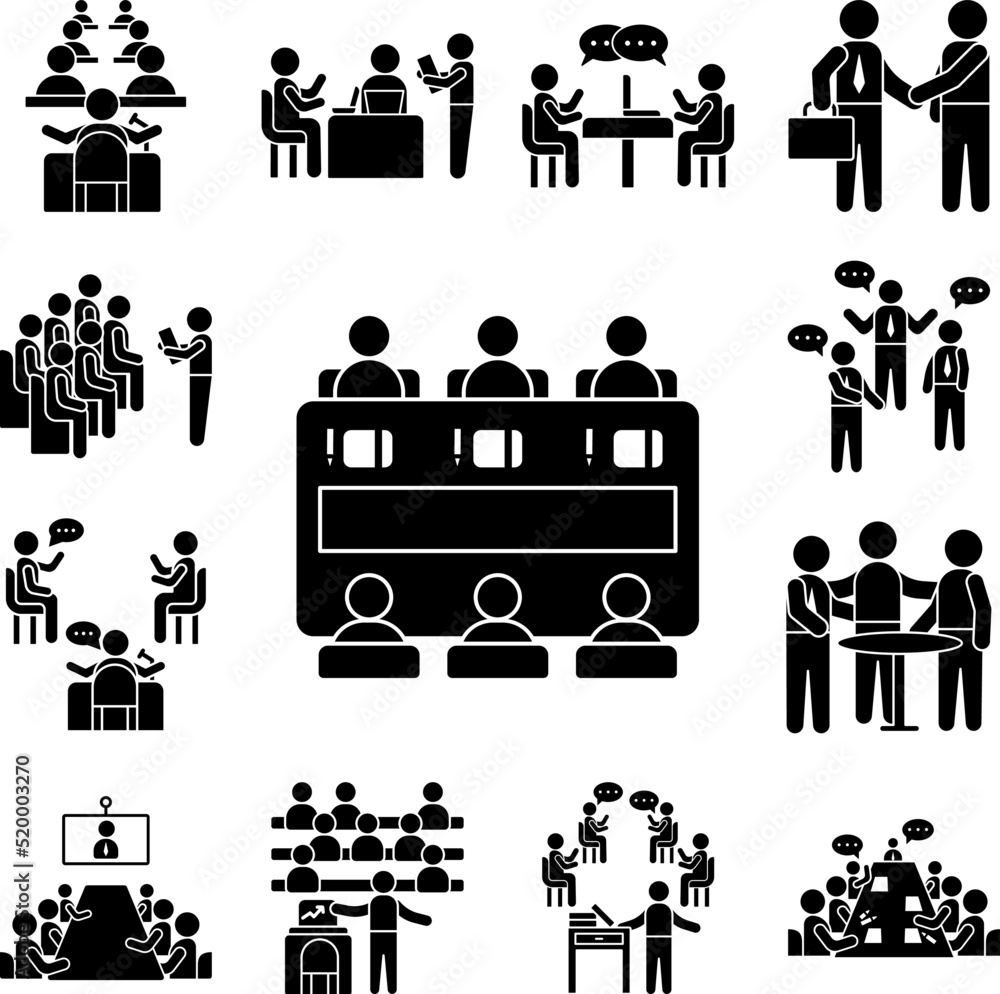 Poster table pen notebooks training icon in a collection with other items