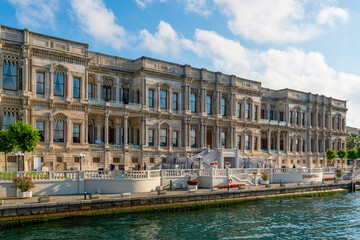 Obraz na płótnie Canvas Istanbul, Turkey - June 18 2022: Ciragan Palace next to the sea.