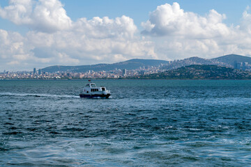 Istanbul, Turkey - June 19 2022: a Sea taxi operating in the sea of ​​Marmara.