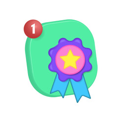 3d vector icon of a mobile application with notification. A new message.