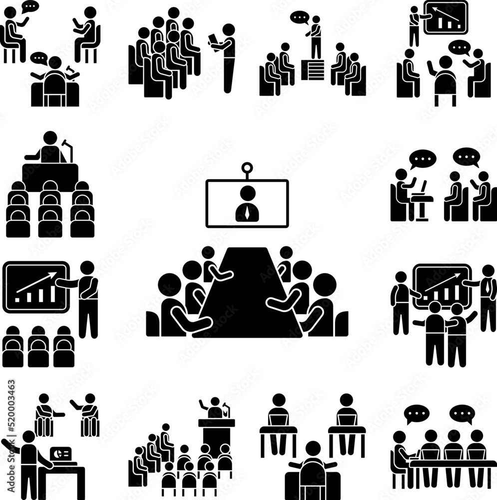 Poster presentation table training icon in a collection with other items