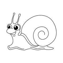 Cute snail cartoon coloring page illustration vector. For kids coloring book.