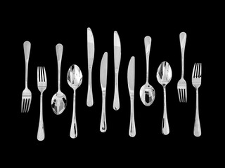 tableware on black background