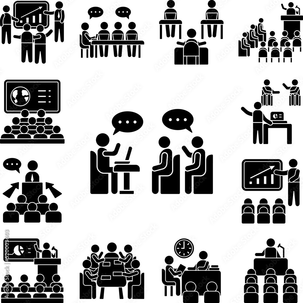 Poster bubbles questions laptop trainer icon in a collection with other items