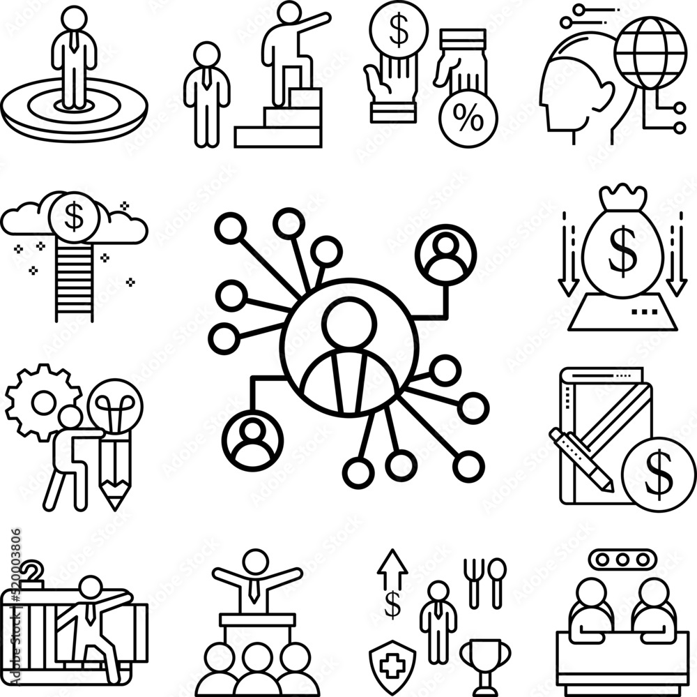 Poster build network icon in a collection with other items