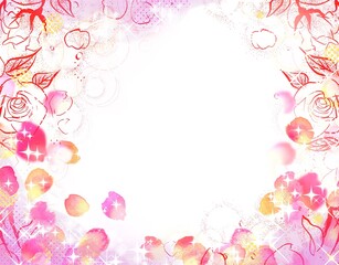 70年代少女漫画キラキラ薔薇の園背景ペン画イラスト