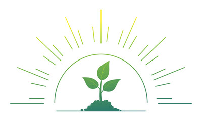 Planting sprouts. Seedling icon vector with shining illustration isolated on white background.