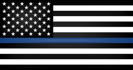 The thin blue line flag of American police. Vector EPS 10 © 8H
