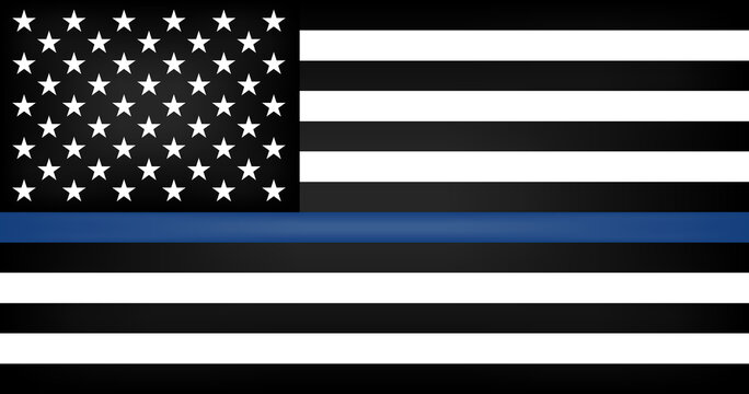 The thin blue line flag of American police. Vector EPS 10
