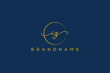 IZ   I Z hand drawn logo of initial signature, fashion, jewelry, photography, boutique, script, wedding, floral and botanical creative vector logo template for any company or business.