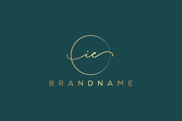 I C IC hand drawn logo of initial signature, fashion, jewelry, photography, boutique, script, wedding, floral and botanical creative vector logo template for any company or business.