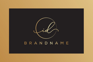 I D ID hand drawn logo of initial signature, fashion, jewelry, photography, boutique, script, wedding, floral and botanical creative vector logo template for any company or business.
