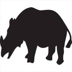 Obraz na płótnie Canvas Vector, Image of rhino silhouette, black and white color, with transparent background