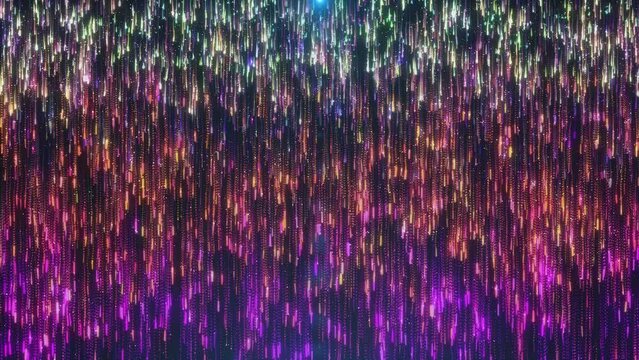 Colorful particle rain in a seamless loop.