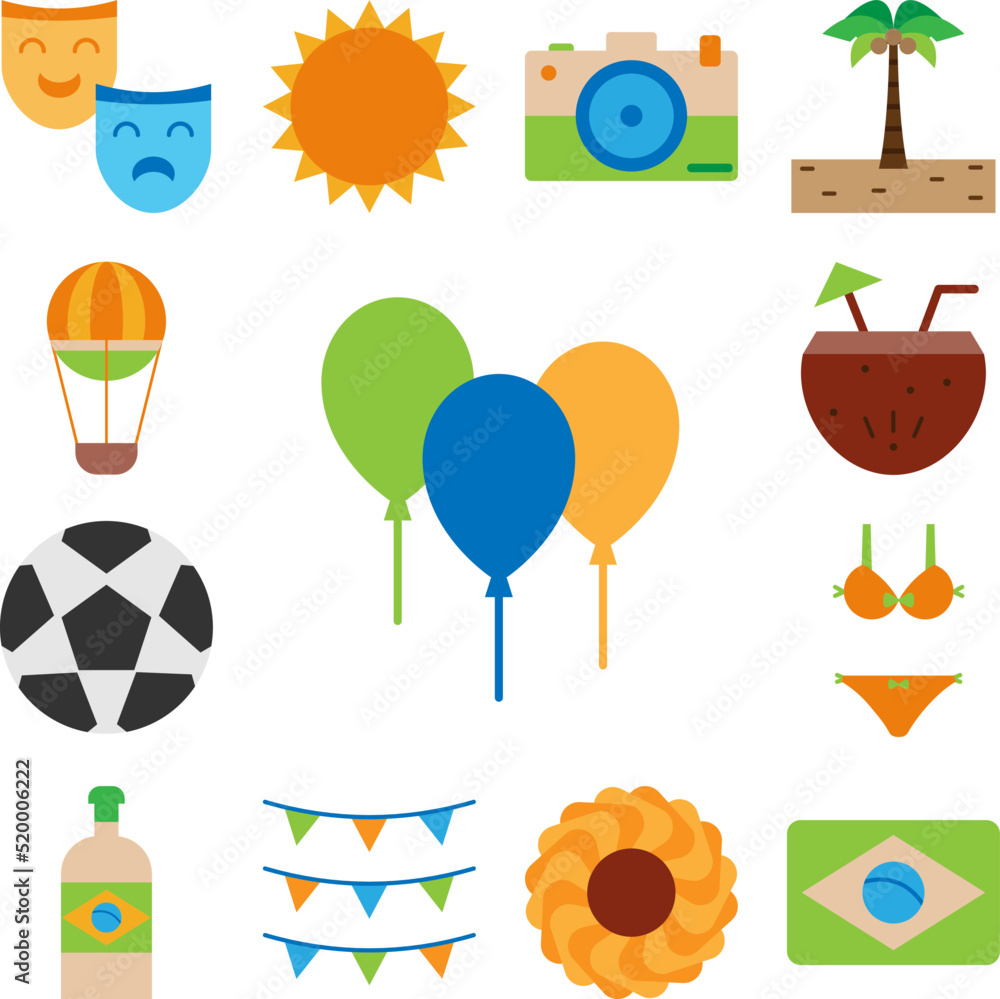 Poster balloons color icon in a collection with other items
