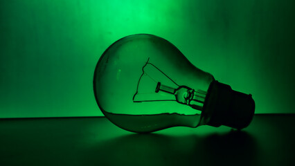 old light bulb with green energy which is renewable creative design template. solar energy clean...