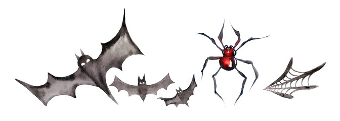 Halloween watercolor cute illustration on white background