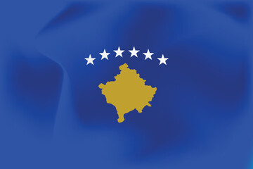 National flag of Kosovo. Realistic pictures flag