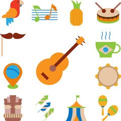 guitar color icon in a collection with other items