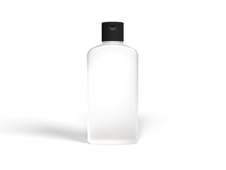 white cosmetic container. matte glass container with black cap. 3d render