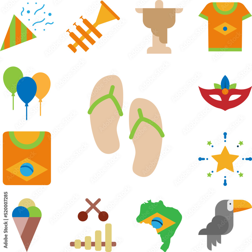 Poster flip flops color icon in a collection with other items