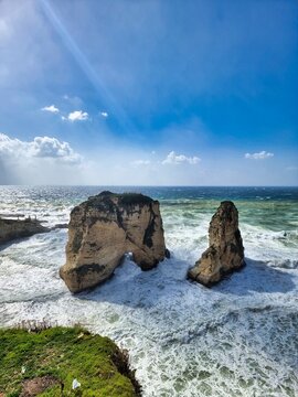 Rocks and Sea in Beirut, Lebanon 