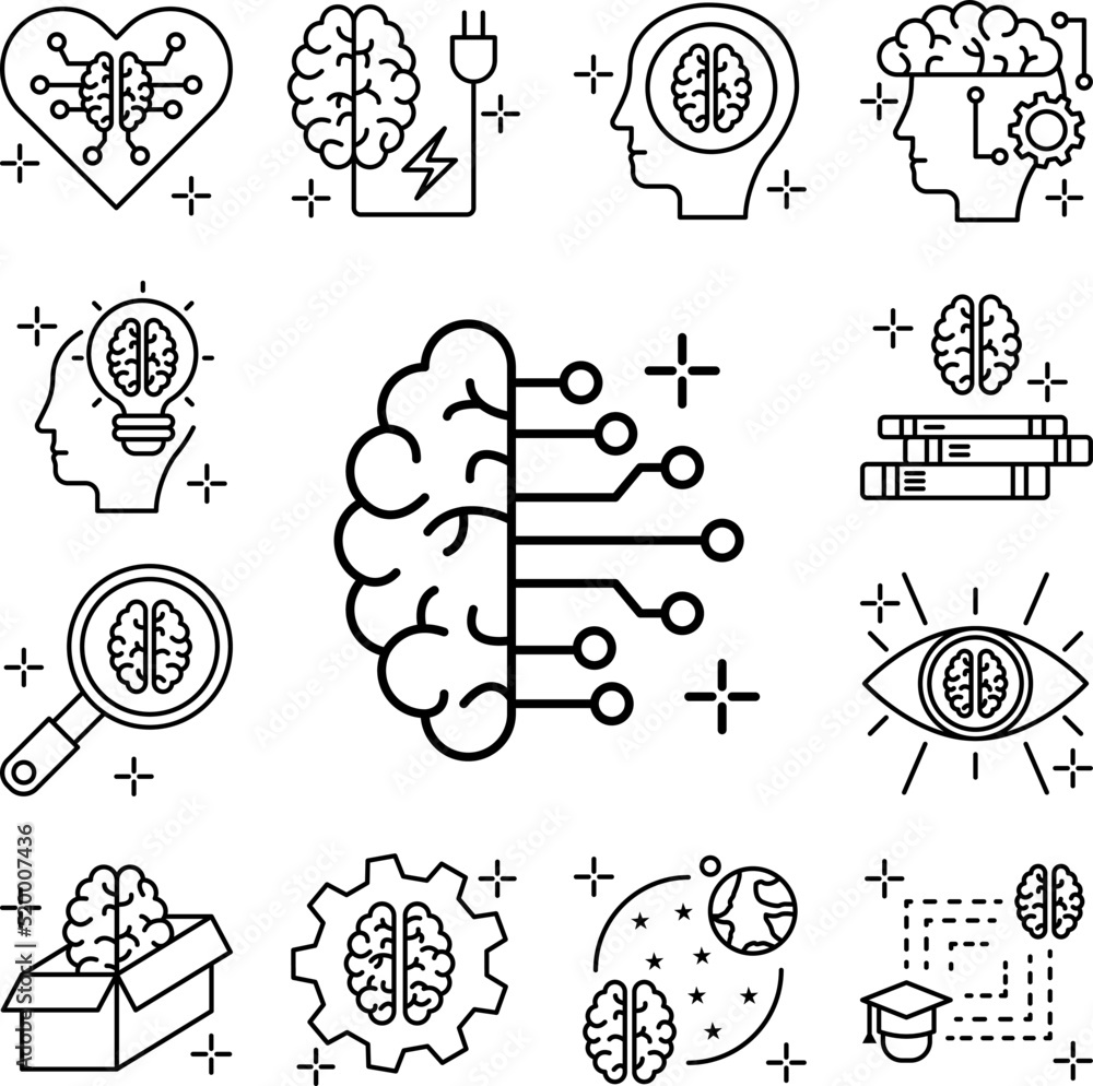 Poster artificial intelligence brain icon in a collection with other items