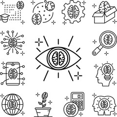 Vision eye brain icon in a collection with other items